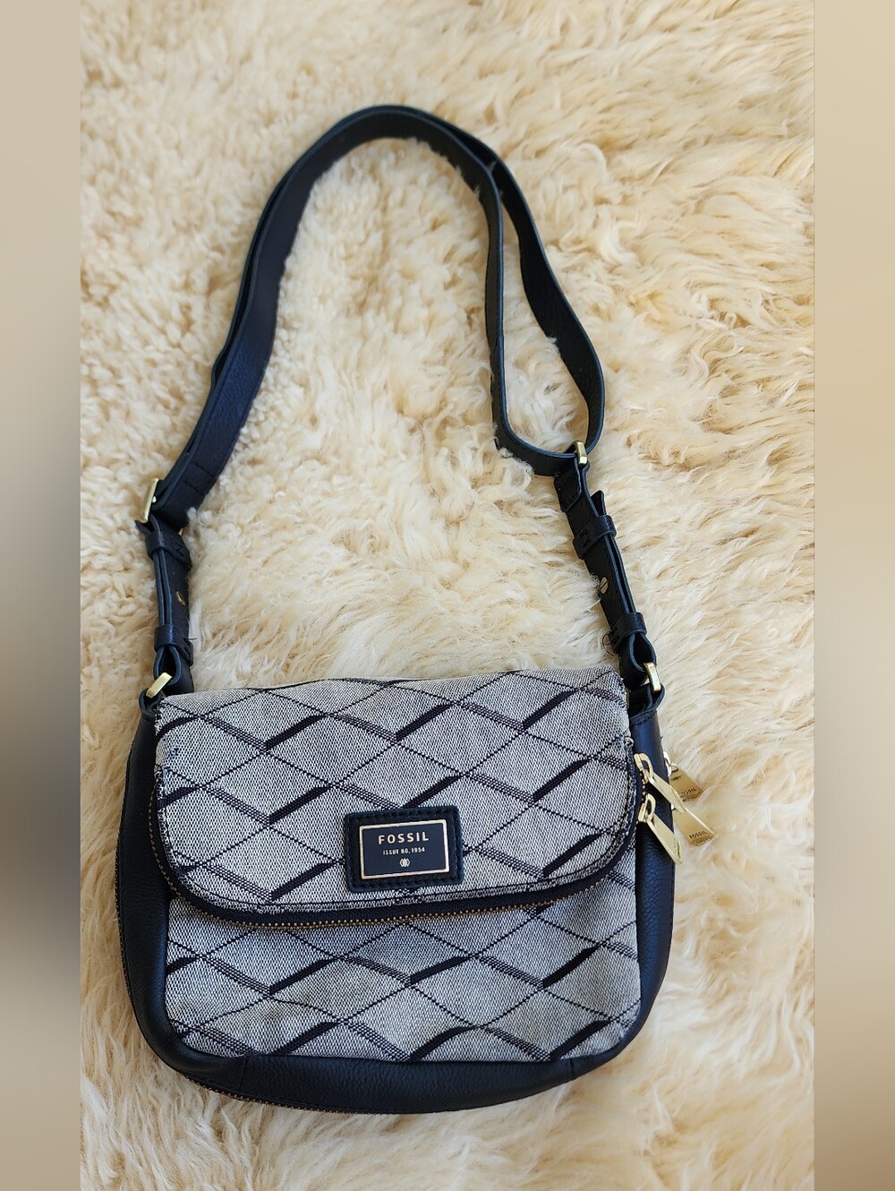 Fossil Black and Gray  Crossbody Bag